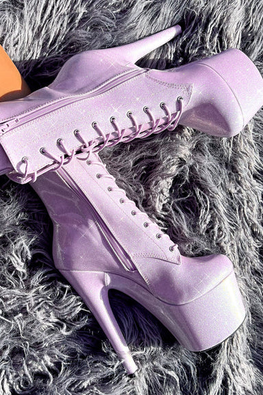 Hella Heels The Glitterati 7inch Boots - Lilac Lovers-Hella Heels-Redneck buddy